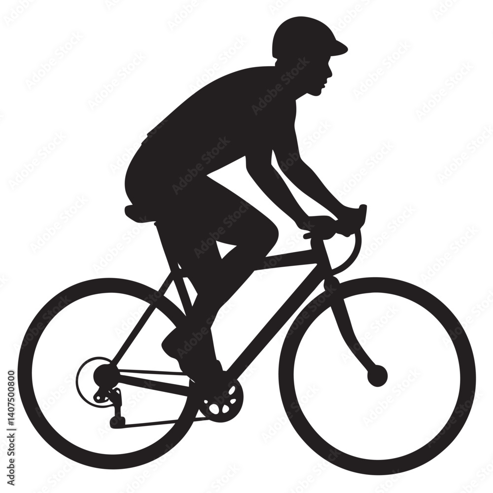 Man riding a bicycle silhouette Man riding a bicycle silhouette