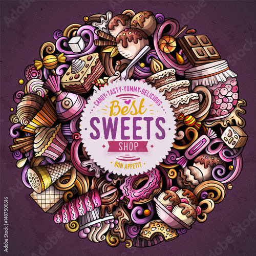 Sweet food cartoon vector doodle illustration