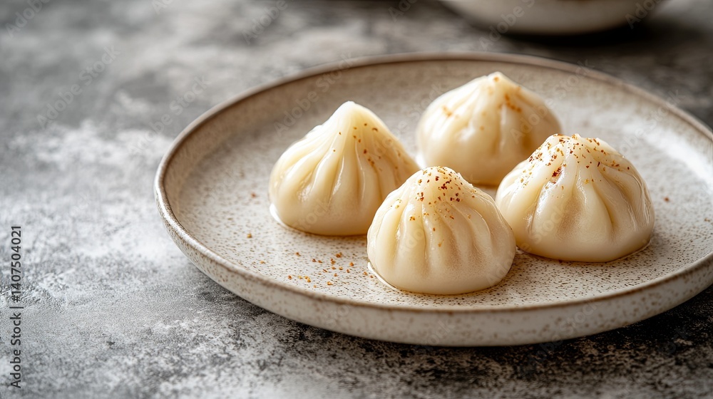 Fresh Modak Dessert on White Ceramic Plate with Warm Lighting Fresh Modak Dessert on White Ceramic Plate with Warm Lighting