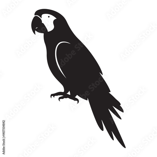 Parrot bird silhoutte illustration  an icon style with a white backraund