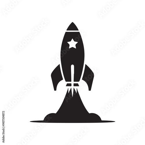 roket Icon on Black Background Illustration