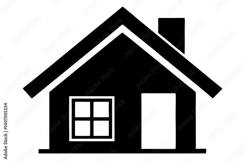 Simple Black And White House Vector Illustration Representing Home Family Living And Real Estate Isolated On White Background, house, home, vector, icon, illustration, graphic, design, symbol Simple Black And White House Vector Illustration Representing Home Family Living And Real Estate Isolated On White Background, house, home, vector, icon, illustration, graphic, design, symbol