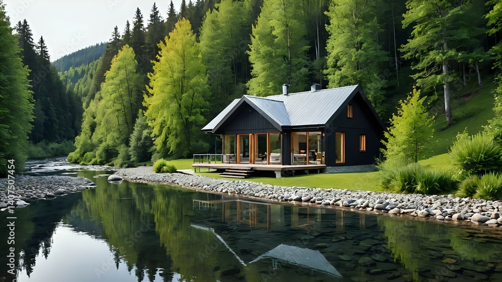 Fototapeta premium house on the lake