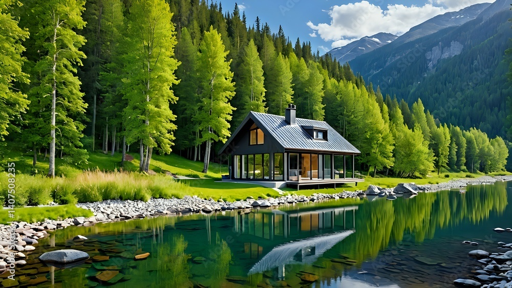 Fototapeta premium house on the lake