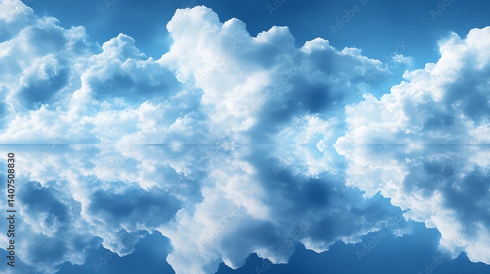 Beautiful cloudscape reflecting on calm water surface