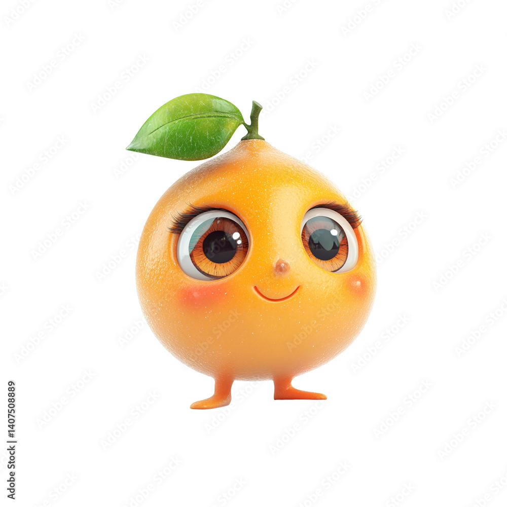 Adorable 3D Render of a Cute Cartoon Orange Character Adorable 3D Render of a Cute Cartoon Orange Character