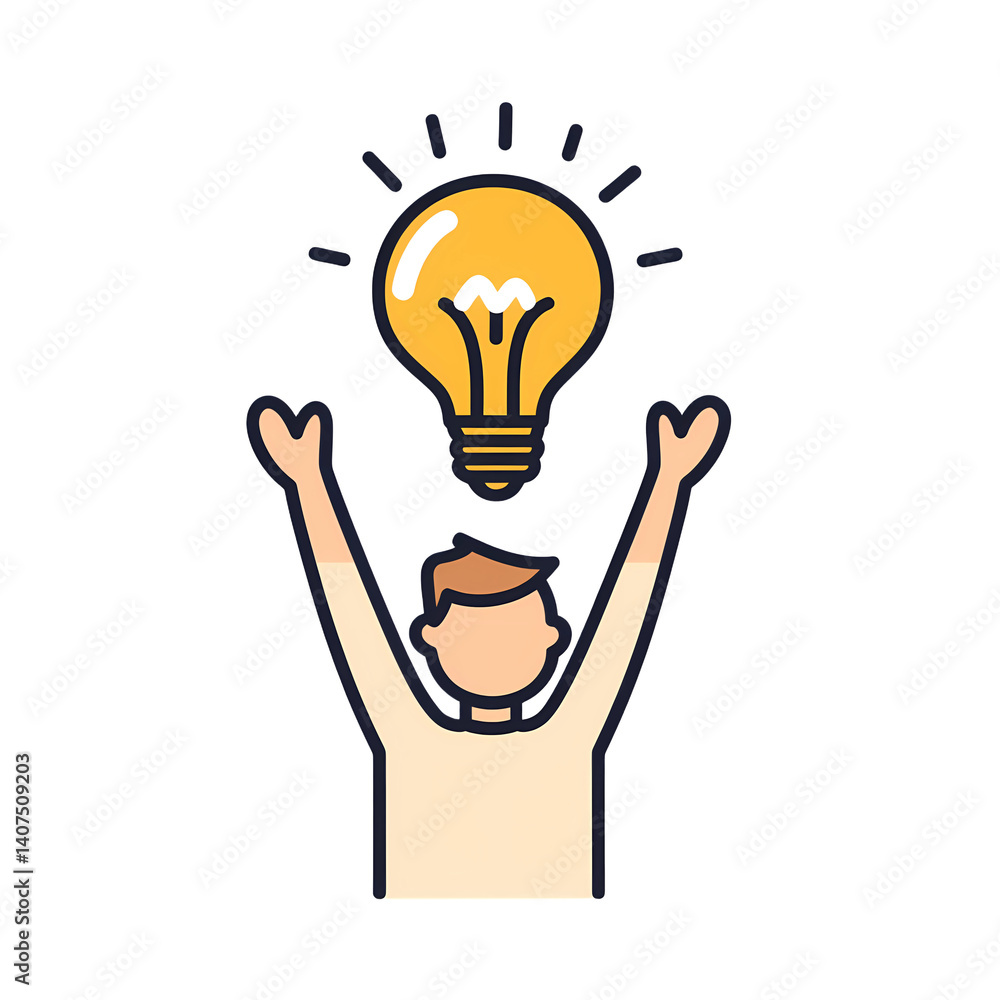 Fototapeta premium Person with a light bulb, leadership development icon isolated on transparent background