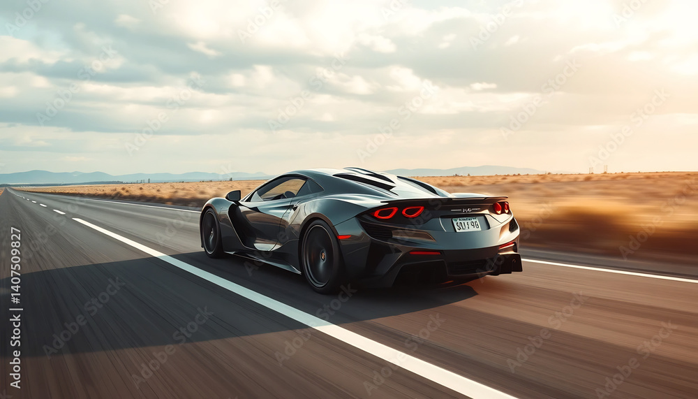 Fototapeta premium A Dynamic Sports Car Speeding Down an Open Road