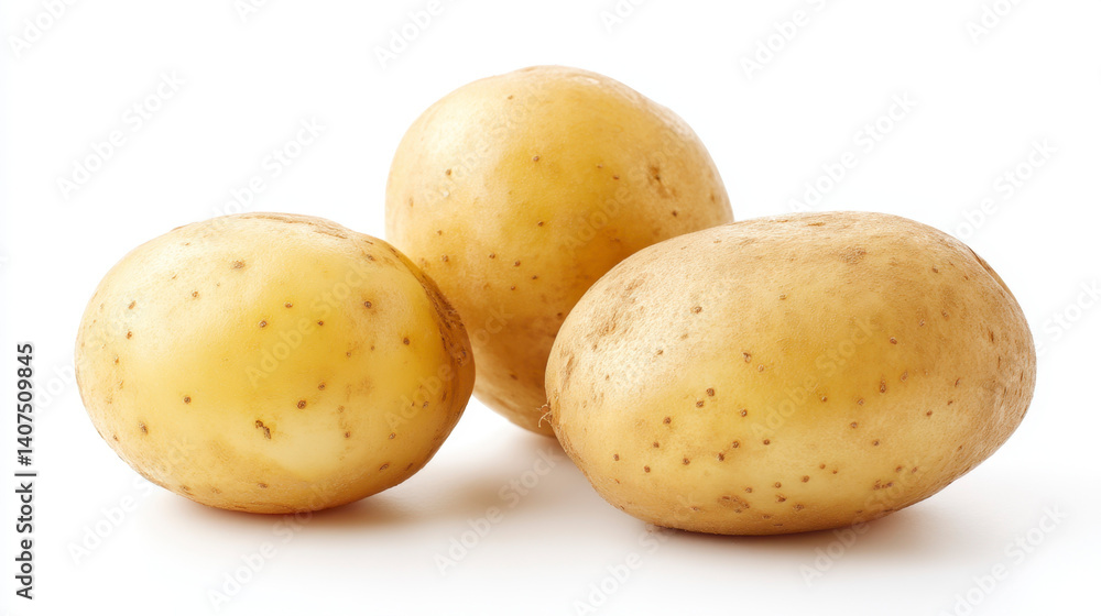 Fresh Unpeeled Yellow Potatoes Isolated on a White Background Fresh Unpeeled Yellow Potatoes Isolated on a White Background