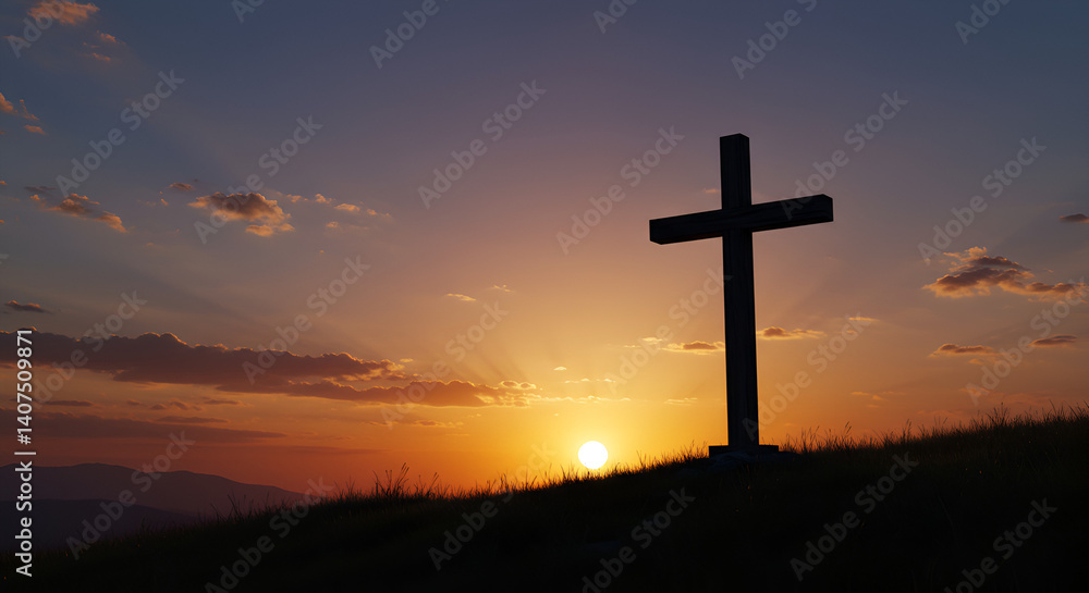 Sunset Cross Silhouette Image Sunset Cross Silhouette Image