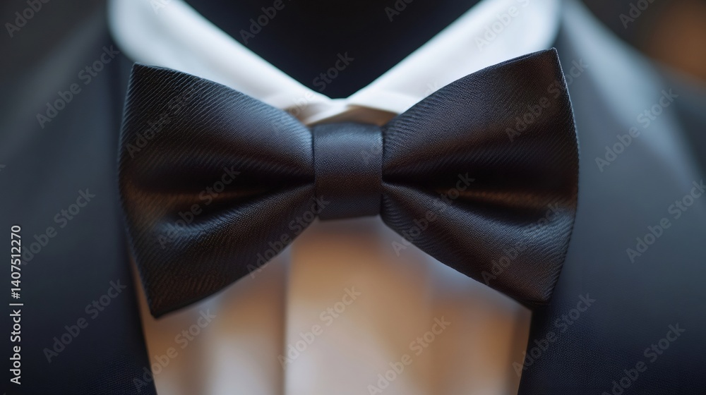 Elegant black bow tie completing a formal outfit