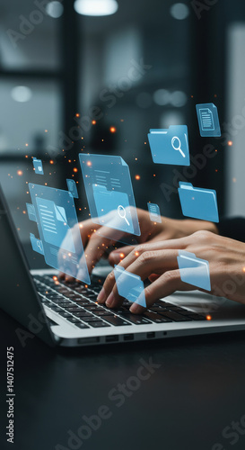 Digital Document Management: Hands on Laptop, Search, Organize & Secure Files. Enhance Efficiency & Collaboration with Cloud Storage & Data Security.
