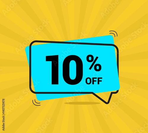 10% OFF sale. Coupon of Discount Price. Discount promotion. Banner for One percent off offers. Yellow and blue Design Template Concept. Vector illustration.