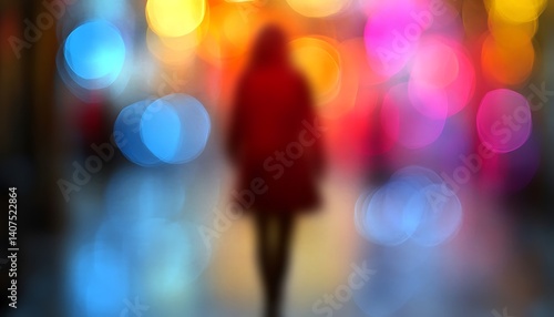 City Night Walk Blurry Figures