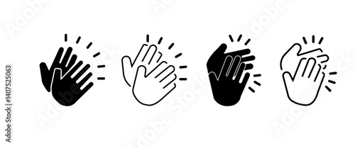 Applause flat and line icons set. Clapping hands symbol