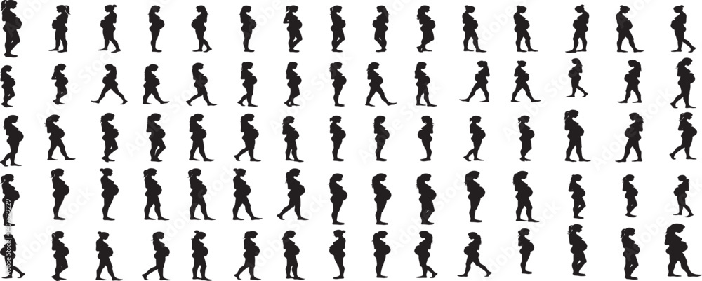 set of Icon of a pregnant woman with a visible belly. set of Icon of a pregnant woman with a visible belly.