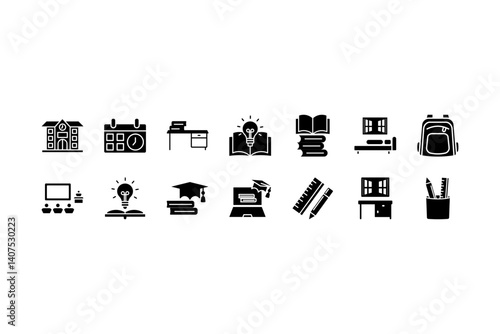 School icon set. Solid editable icons vector collection.