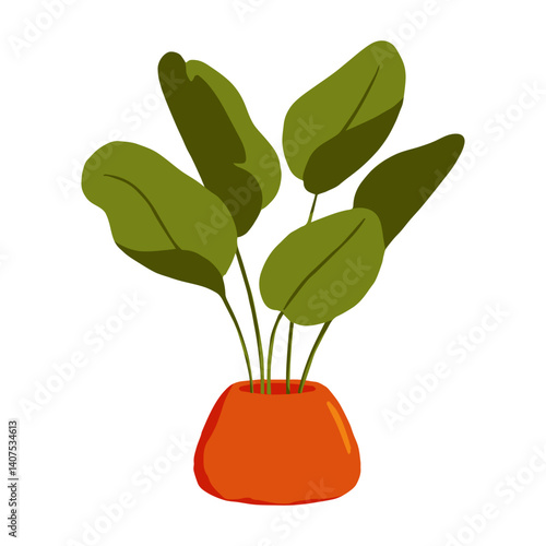 Home plants in flowerpot. Collection of indoor plants. Decorative natural elemen Houseplants isolated. Hand drawn. Set collection. Green, blue, pink, brown, beige pastel colors. Print, poster, banner.
