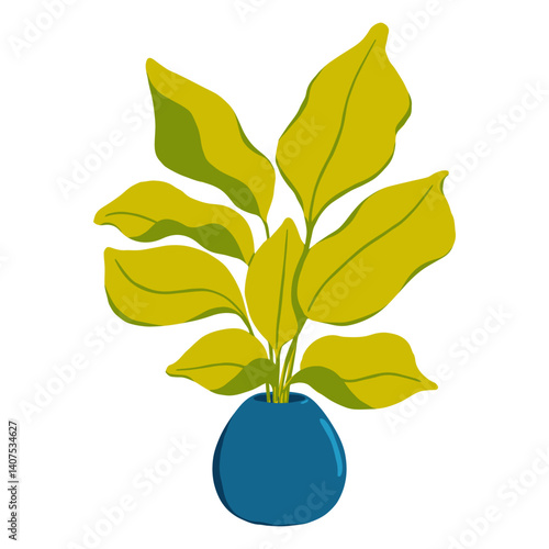 Home plants in flowerpot. Collection of indoor plants. Decorative natural elemen Houseplants isolated. Hand drawn. Set collection. Green, blue, pink, brown, beige pastel colors. Print, poster, banner.