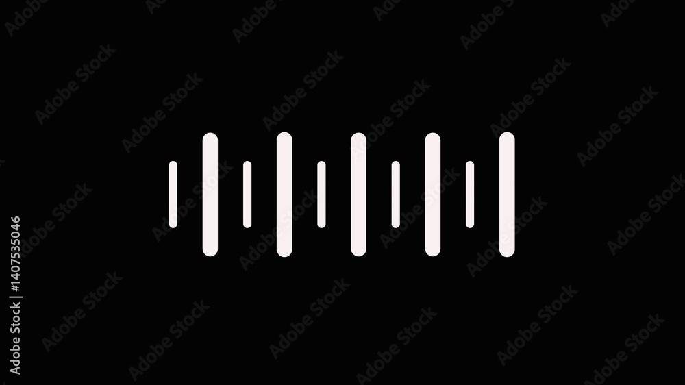 Voice vibration stereo equalizer, white color glowing on black background, 4k video Voice vibration stereo equalizer, white color glowing on black background, 4k video