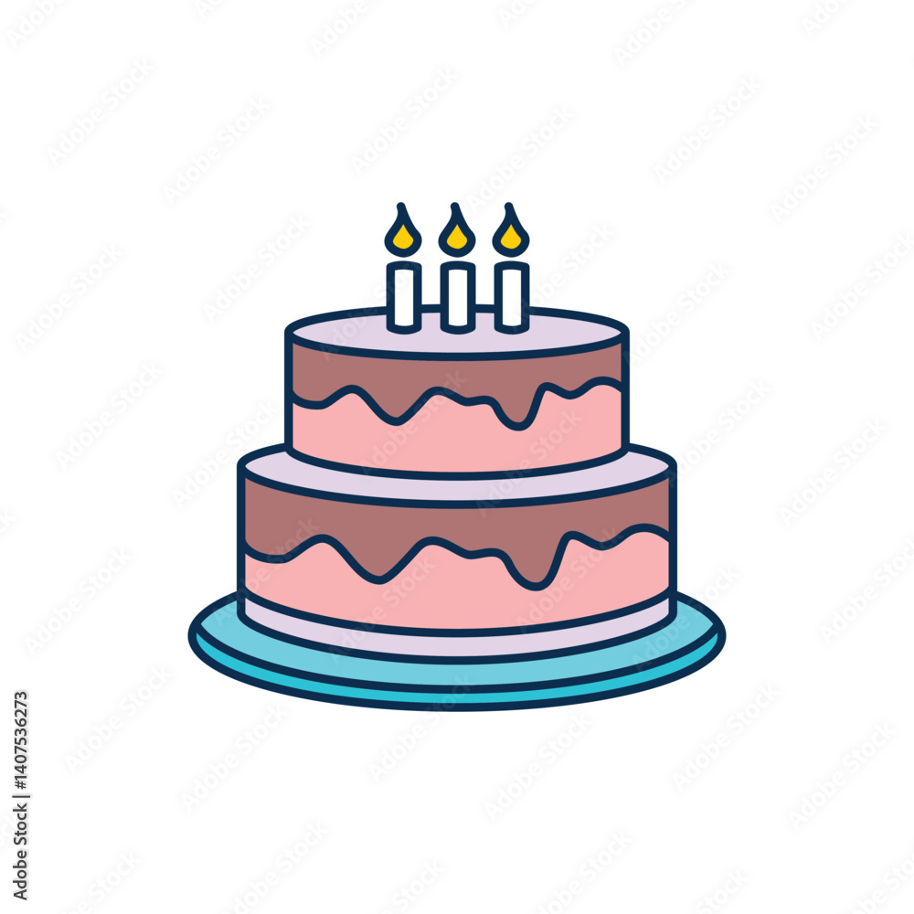 birthday cake icon, flat, design, vector, illustrations, education, style, trendy, collections birthday cake icon, flat, design, vector, illustrations, education, style, trendy, collections