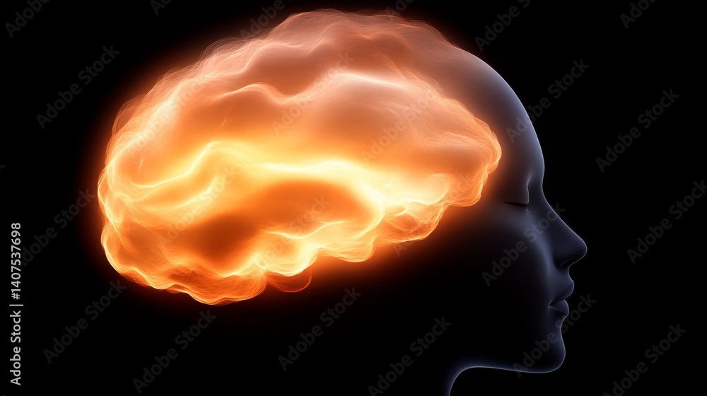 Obraz premium Glowing Brain Energy Abstract Mind Power Concept Illustration