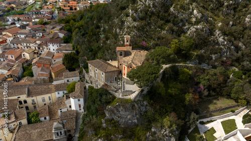 Obraz na płótnie Aerial view of the church of Sant' Antonio, a religious building in Sora, a town in Lazio, Italy, in the province of Frosinone. w salonie