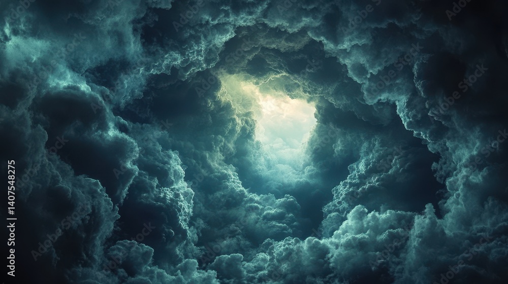 Fototapeta premium Dramatic storm clouds forming an ominous spiral in the sky