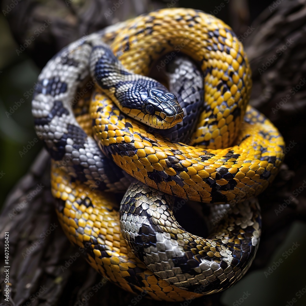 Fototapeta premium Curious Baby Snakes Crawling Through the Grass, Their Slithering Movement Full of Intrigue