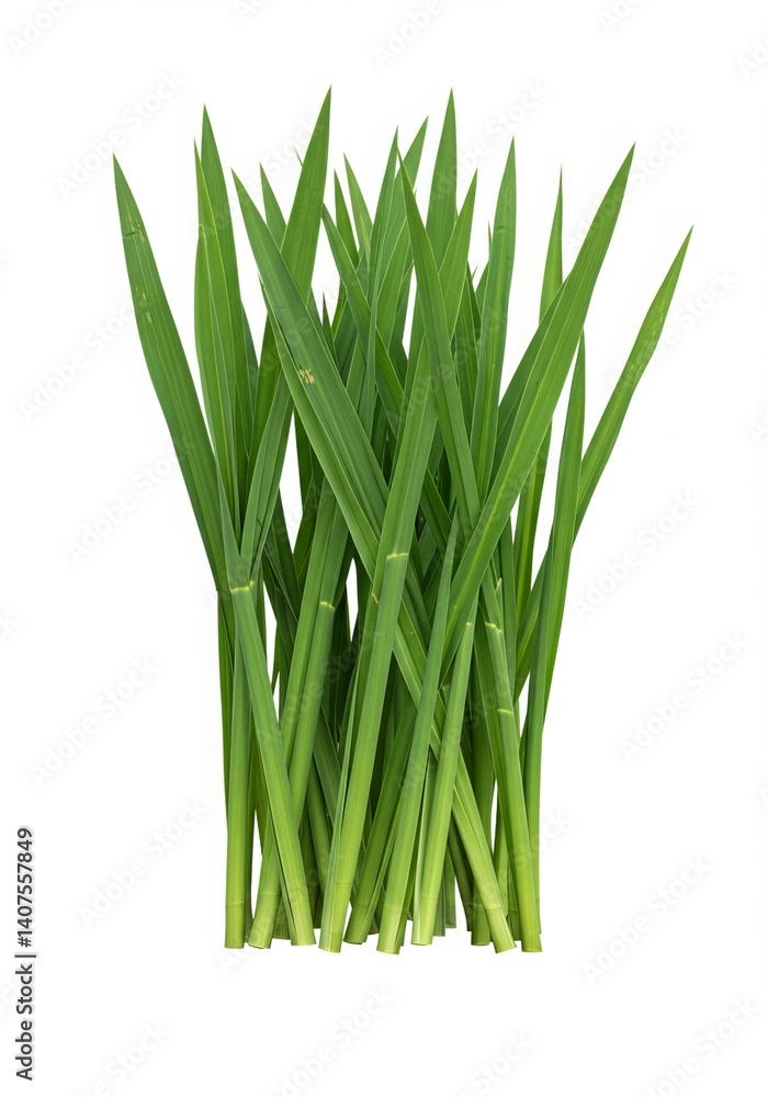 Fototapeta premium Vibrant Green Grass Blades, Lush Spring Meadow, Fresh Growth, Nature Photography, On white background