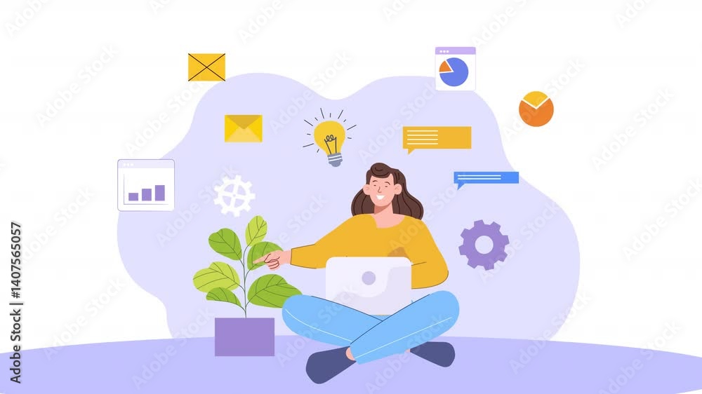 Creative Business Thinking Cartoon Character Animation Scene Creative Business Thinking Cartoon Character Animation Scene