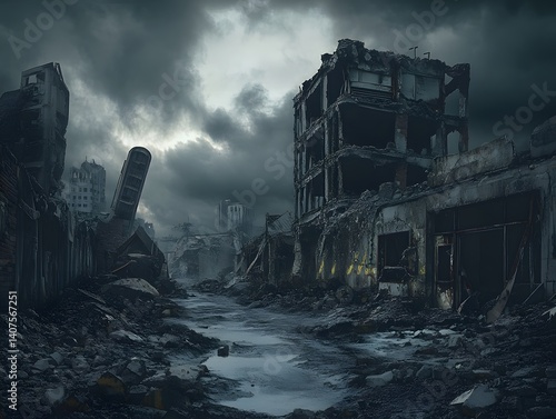 A dystopian world ruled by economic instability and darkness