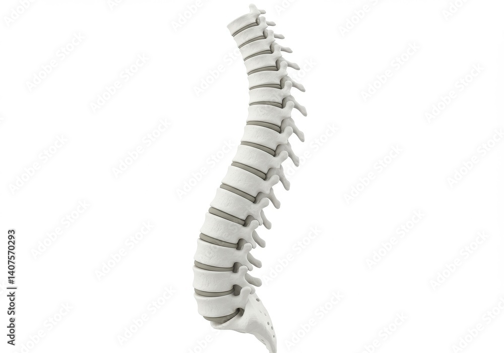 Anatomical model showcasing the human spine structure with vertebrae discs and spinal curvature detail Anatomical model showcasing the human spine structure with vertebrae discs and spinal curvature detail