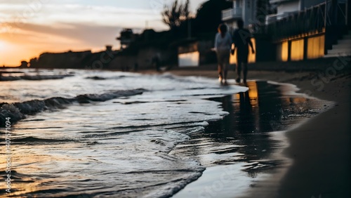 Wallpaper Mural Summer beach walkers enjoying a holiday sunset at the coastline vacation vibes serene environment romantic viewpoint Torontodigital.ca