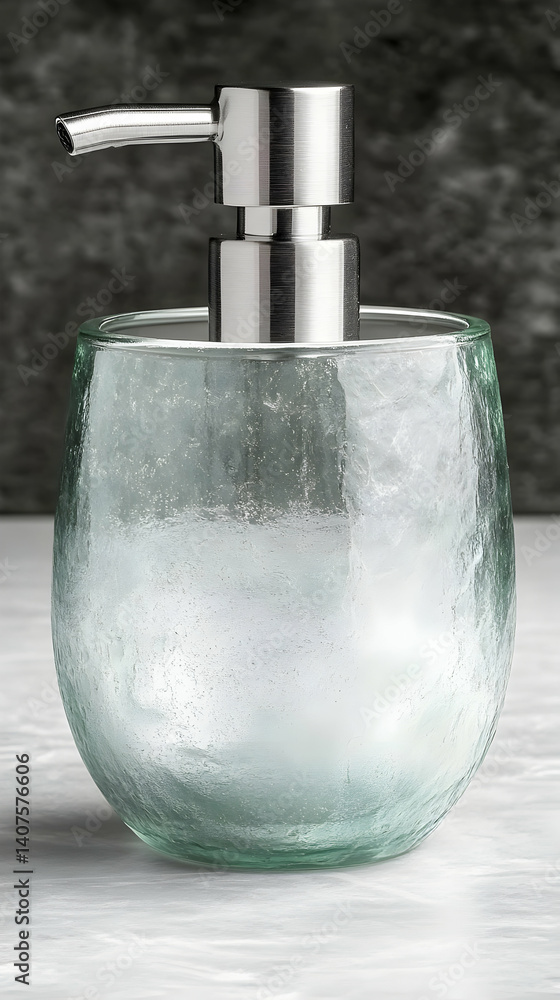 Obraz premium Recycled Glass Soap Dispenser With Stainless Steel Pump