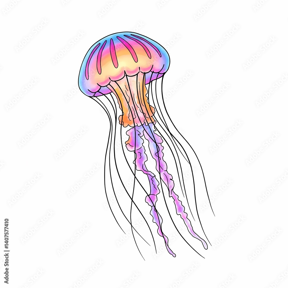 Fototapeta premium The magical floating of the dreamy jellyfish