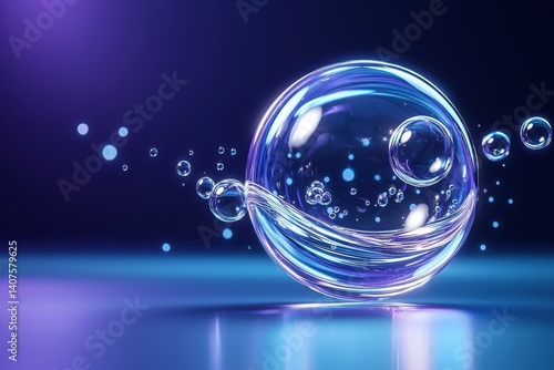 Wallpaper Mural A mesmerizing soap bubble with reflections, showcasing vibrant colors and dynamic motion. Torontodigital.ca