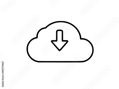 Black and white cloud with arrow indicating download icon