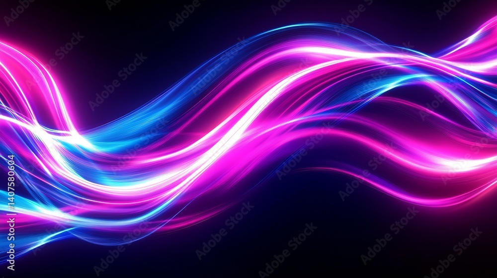 Vibrant Flow of Luminous Neon Waves in a Dark Background for Abstract Art : Generative AI Vibrant Flow of Luminous Neon Waves in a Dark Background for Abstract Art : Generative AI