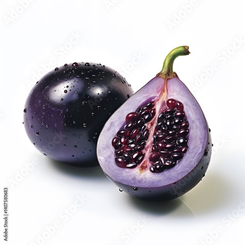 A realistic image of Akebi fruit on a plain white background.