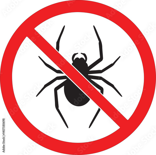 no spider icon with red sign  background vector