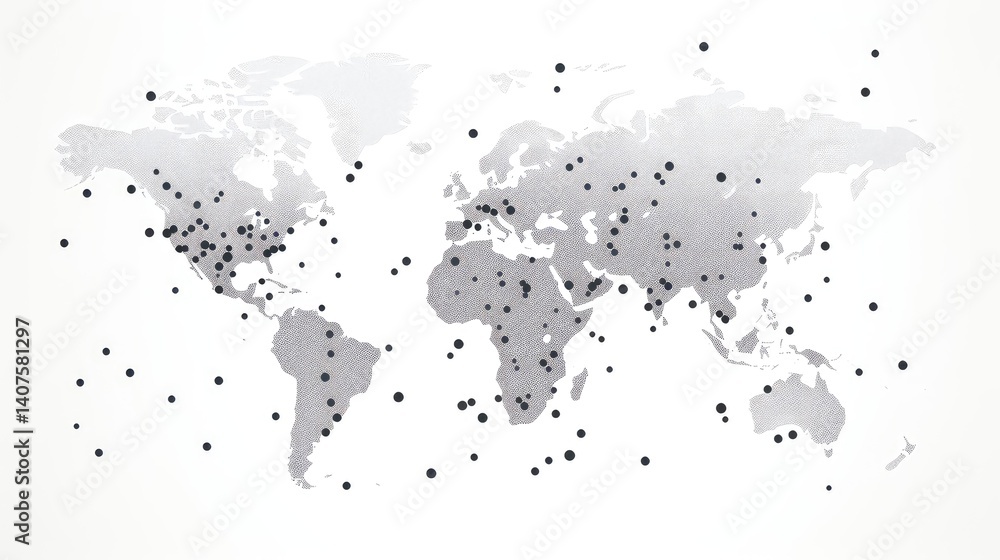 Obraz premium cities dots map