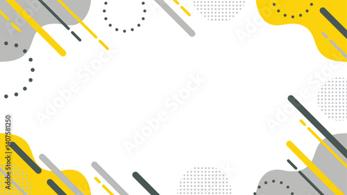抽象的な幾何学模様のフレーム素材 チラシ・Web・動画背景16:9サイズ グレー 黄色 グレー