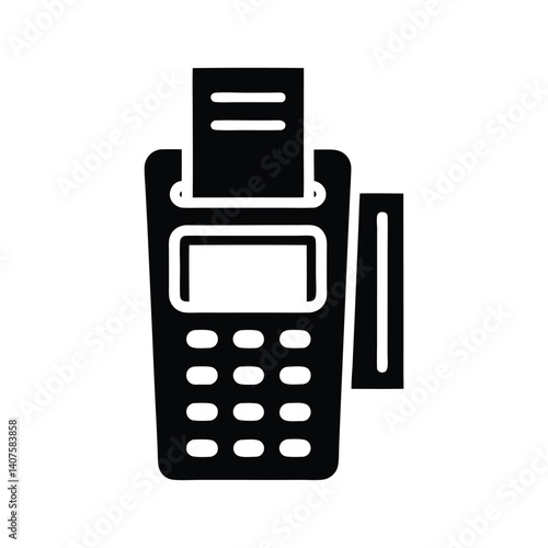 POS Terminal Icon with Receipt and Card on Transparent Background