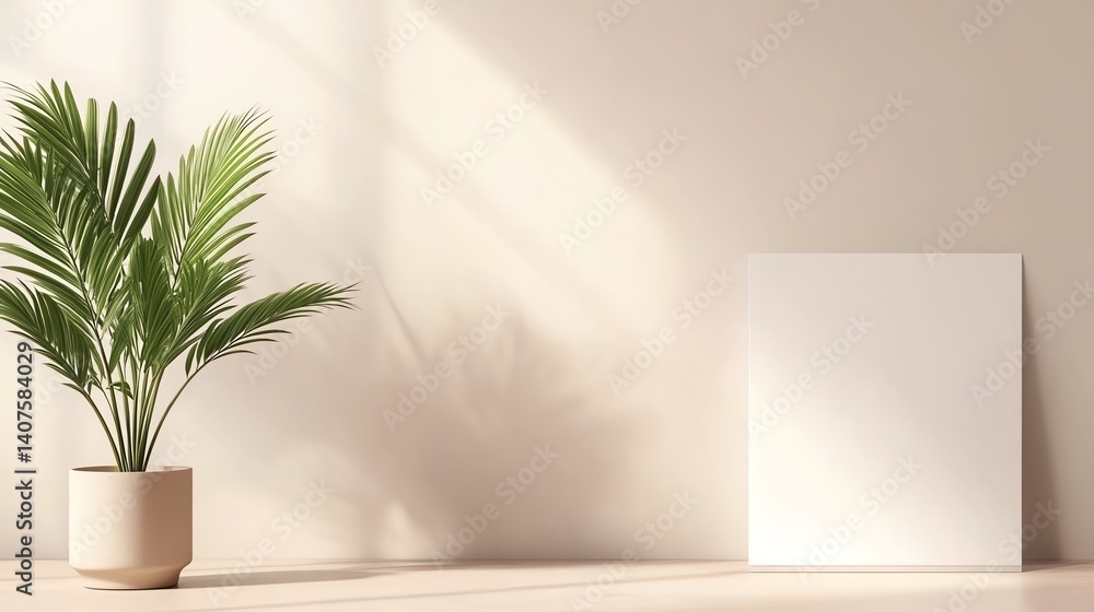 Clean invitation mockup with landscape A4 page and envelope, soft floor light shadows Clean invitation mockup with landscape A4 page and envelope, soft floor light shadows
