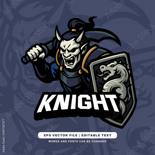 Demonic Knight Logo – Fierce Warrior Mascot for Esports, Gaming, and Fantasy Branding