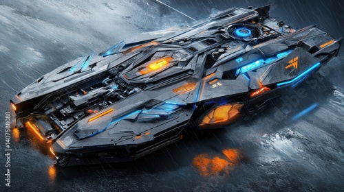 Wallpaper Mural Futuristic Hovercraft in Stormy Weather Torontodigital.ca