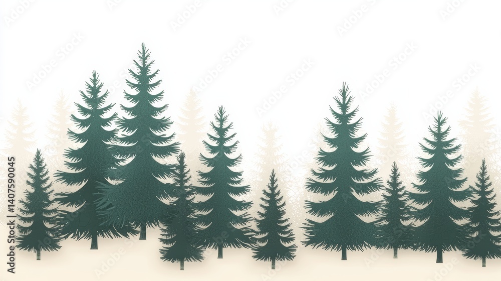 Nature scene featuring pine trees serene forest digital illustration calm environment wide view tranquility concept Nature scene featuring pine trees serene forest digital illustration calm environment wide view tranquility concept