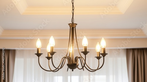 simple warm chandelier lights on the white ceiling