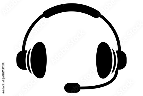 conference call headset silhouette vector illustration